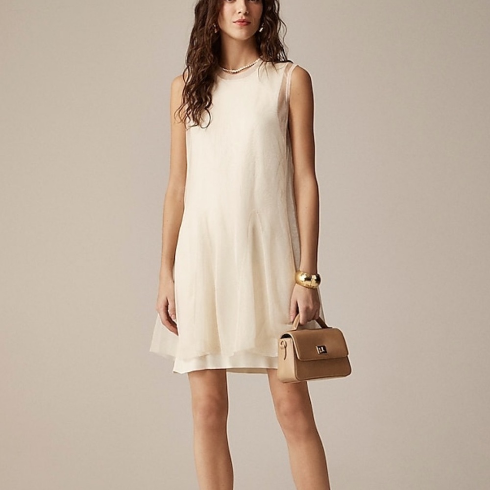 NWT! J. Crew Collection Shiny layered slip sweater-dress - Cream Sleeveless